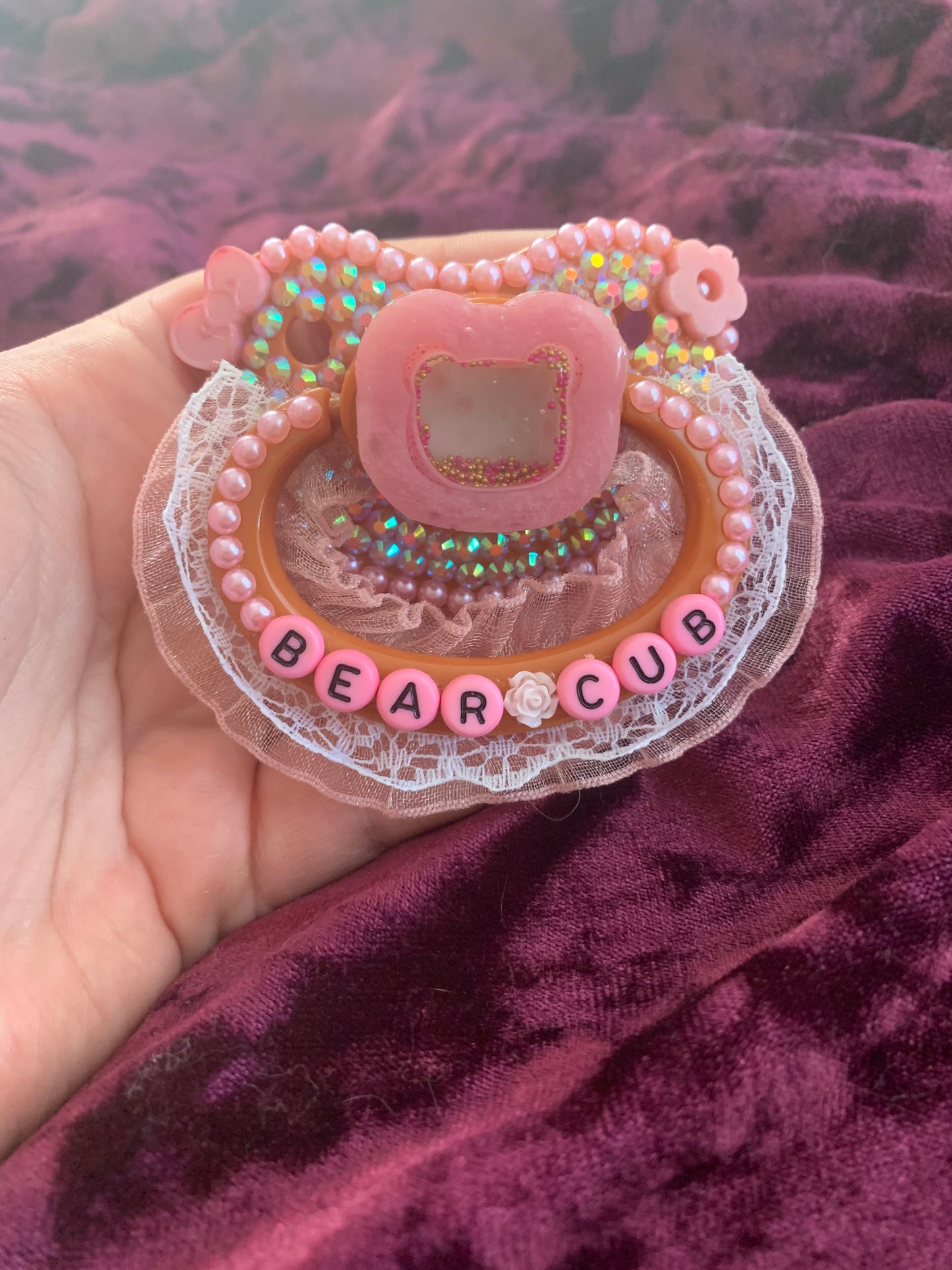 Pink Teddy Bear Adult Pacifier